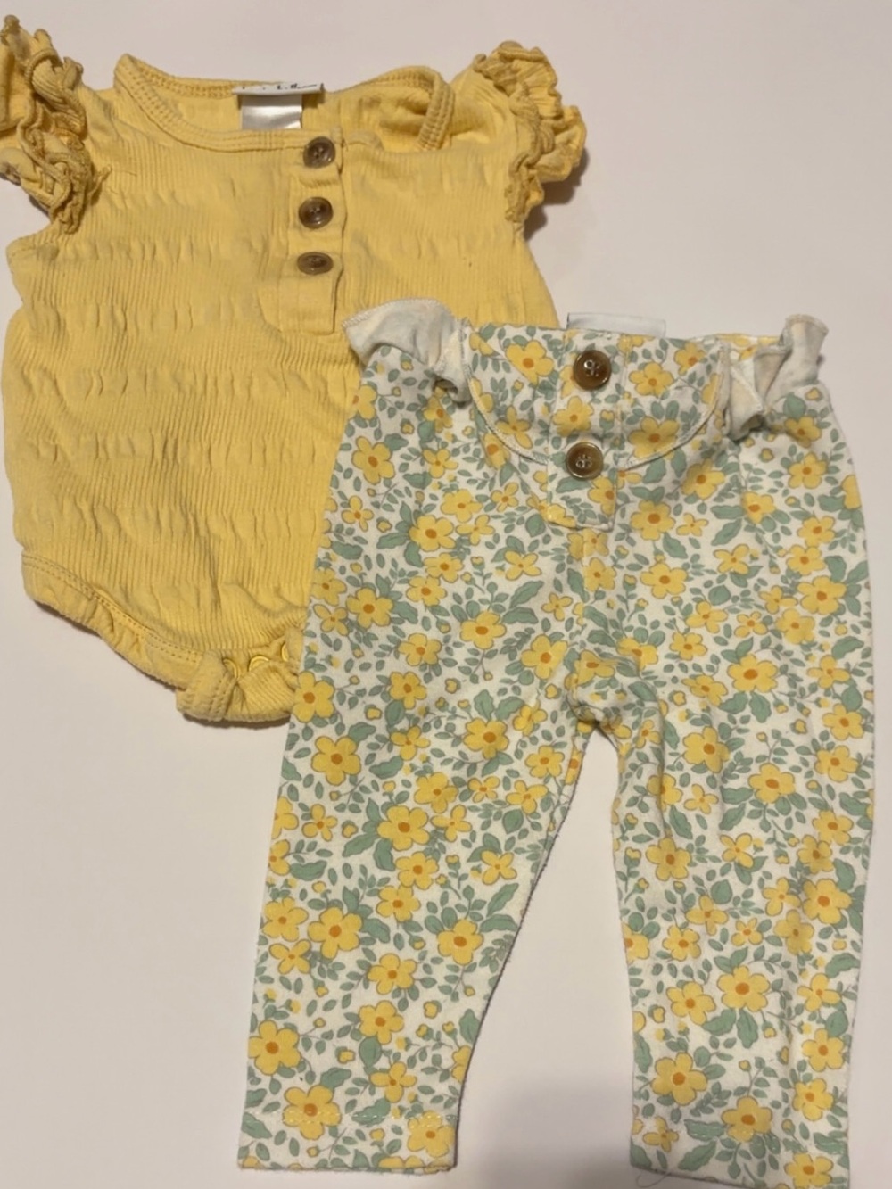 Baby Girls Yellow Floral Legging Set - Yellow